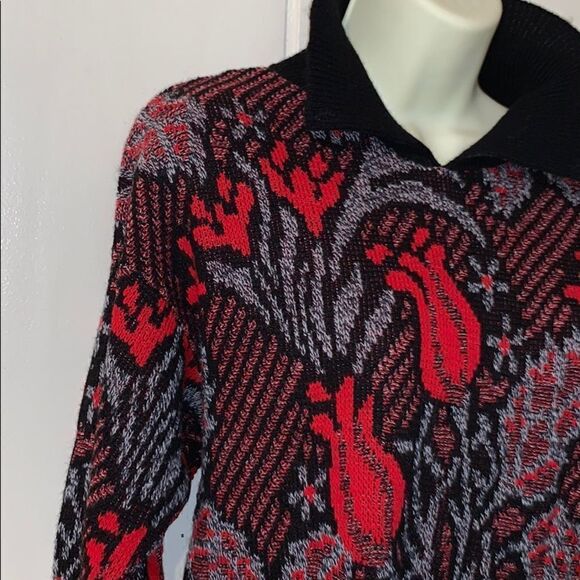 Vtg 80s/90s Venezia red & black acrylic sweater - Picture 4 of 8